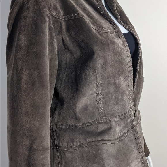 Genuine Suede Taupe Jacket w/ Lace Up Trim!!! Size L - Picture 5 of 15